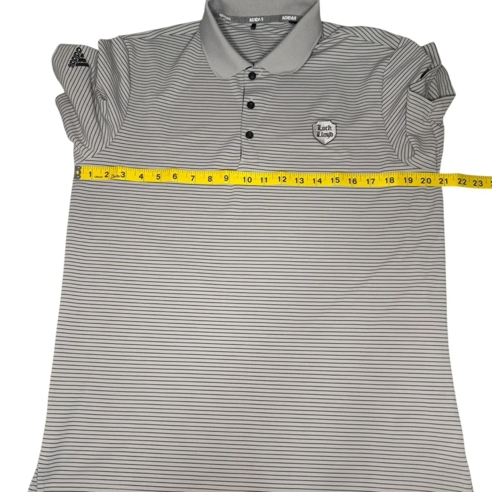 Adidas Loch Lloyd Golf Polo Gray Striped Country Club Men’s Large Kansas City